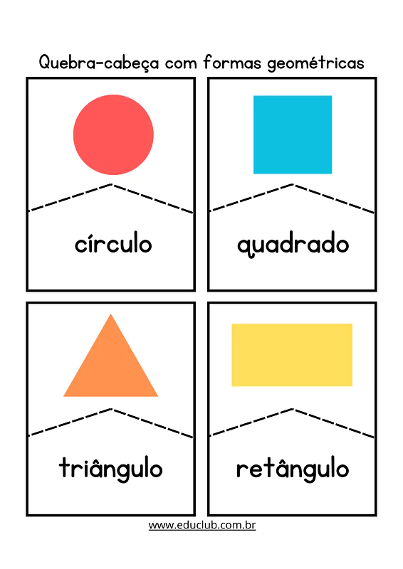 Quebra-cabeça das formas geométricas para imprimir | Educlub